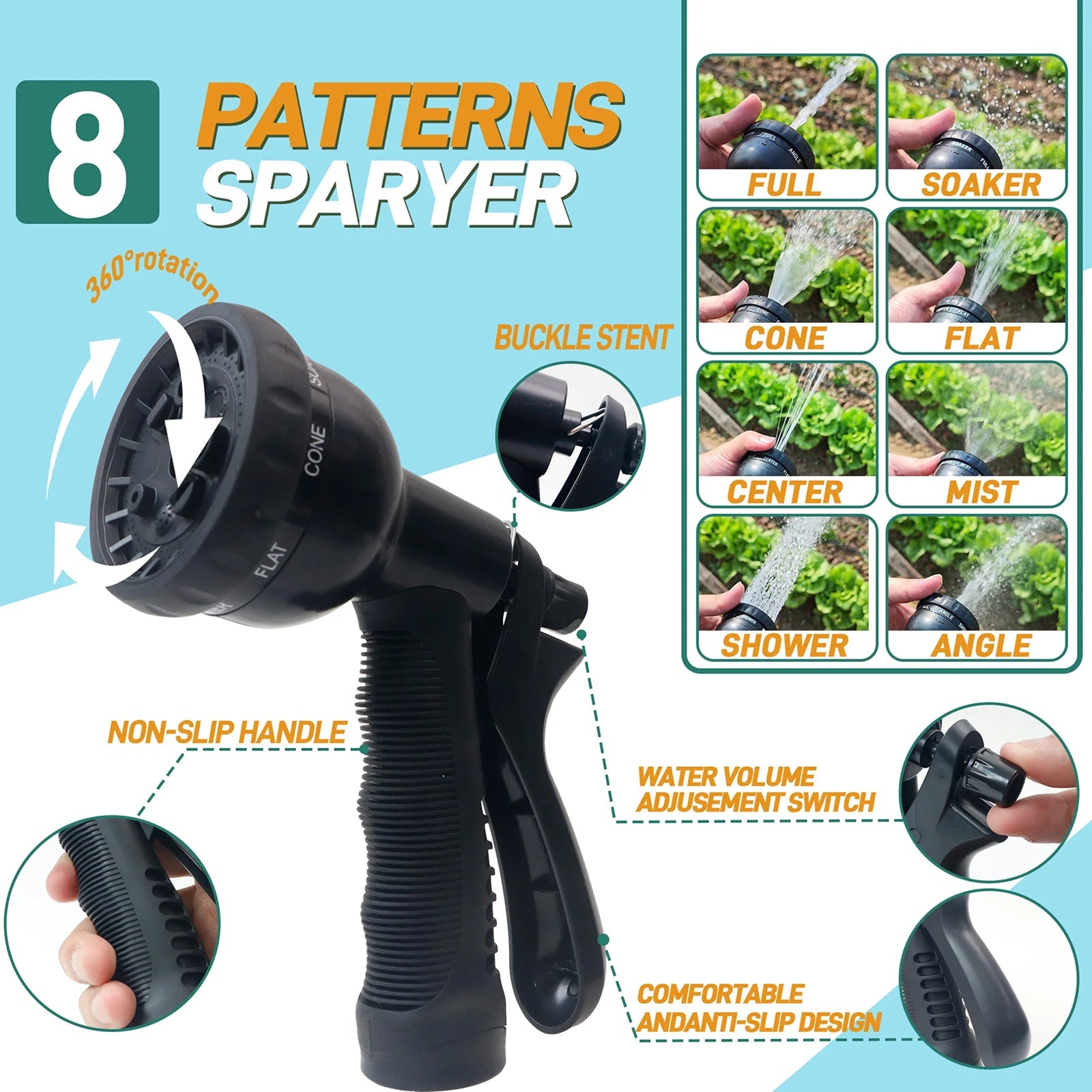 HosiExpi Expandable Garden Hose – 3X Rapid Extension, 3750D Polyester Shell & 8-Pattern Spray Nozzle
