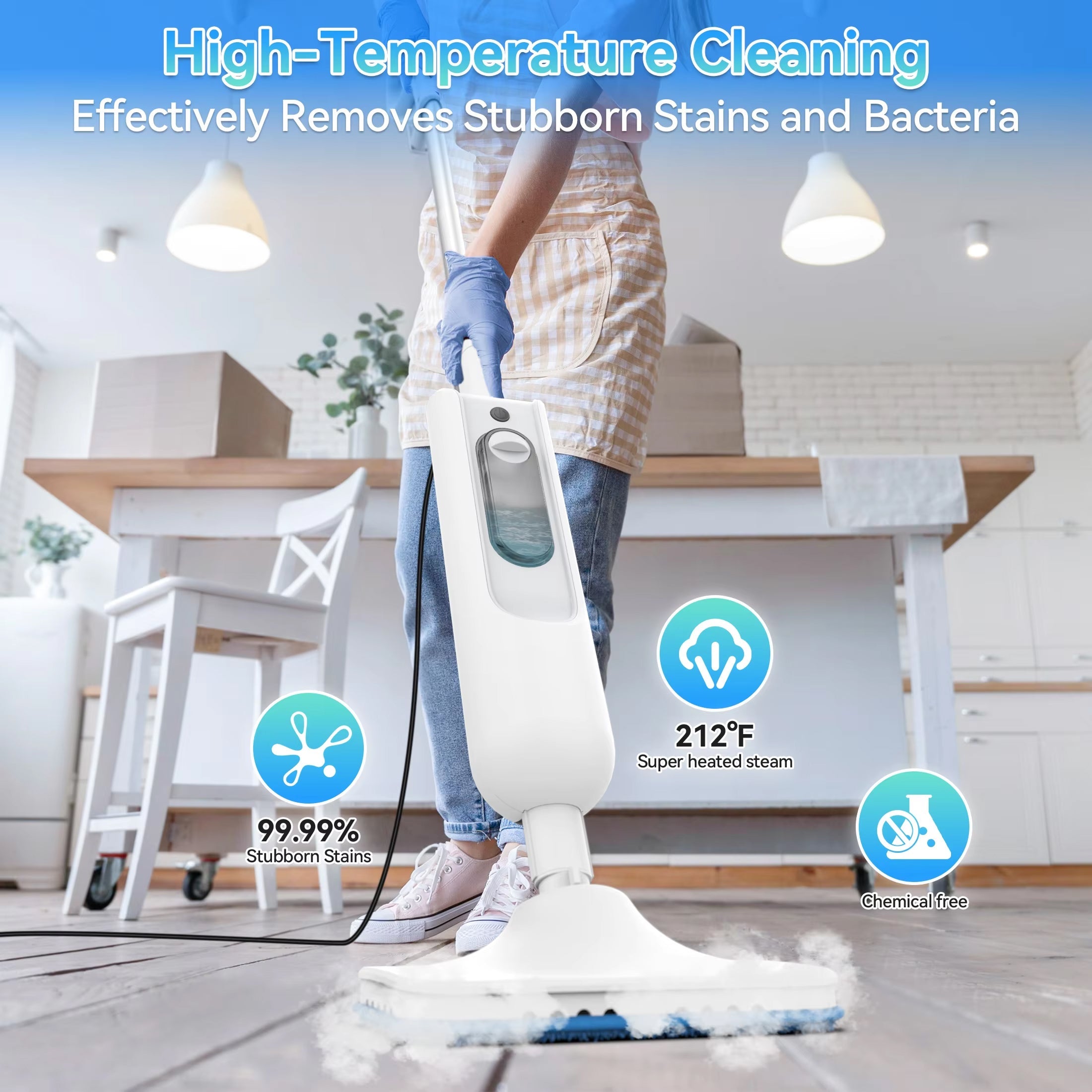 Hystemox 10-in-1 Handheld Steam Mop – 120°C Deep Sanitization, Detachable Cleaner & Multi-Surface Kit