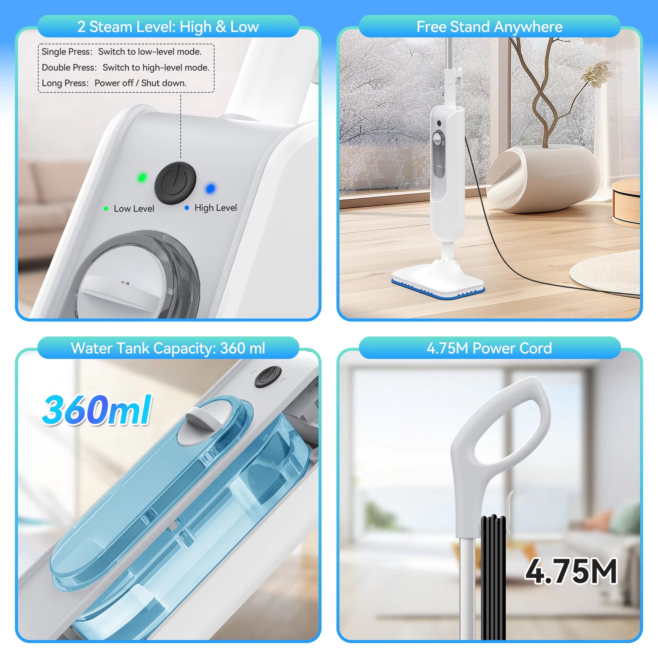 Hystemox 10-in-1 Handheld Steam Mop – 120°C Deep Sanitization, Detachable Cleaner & Multi-Surface Kit