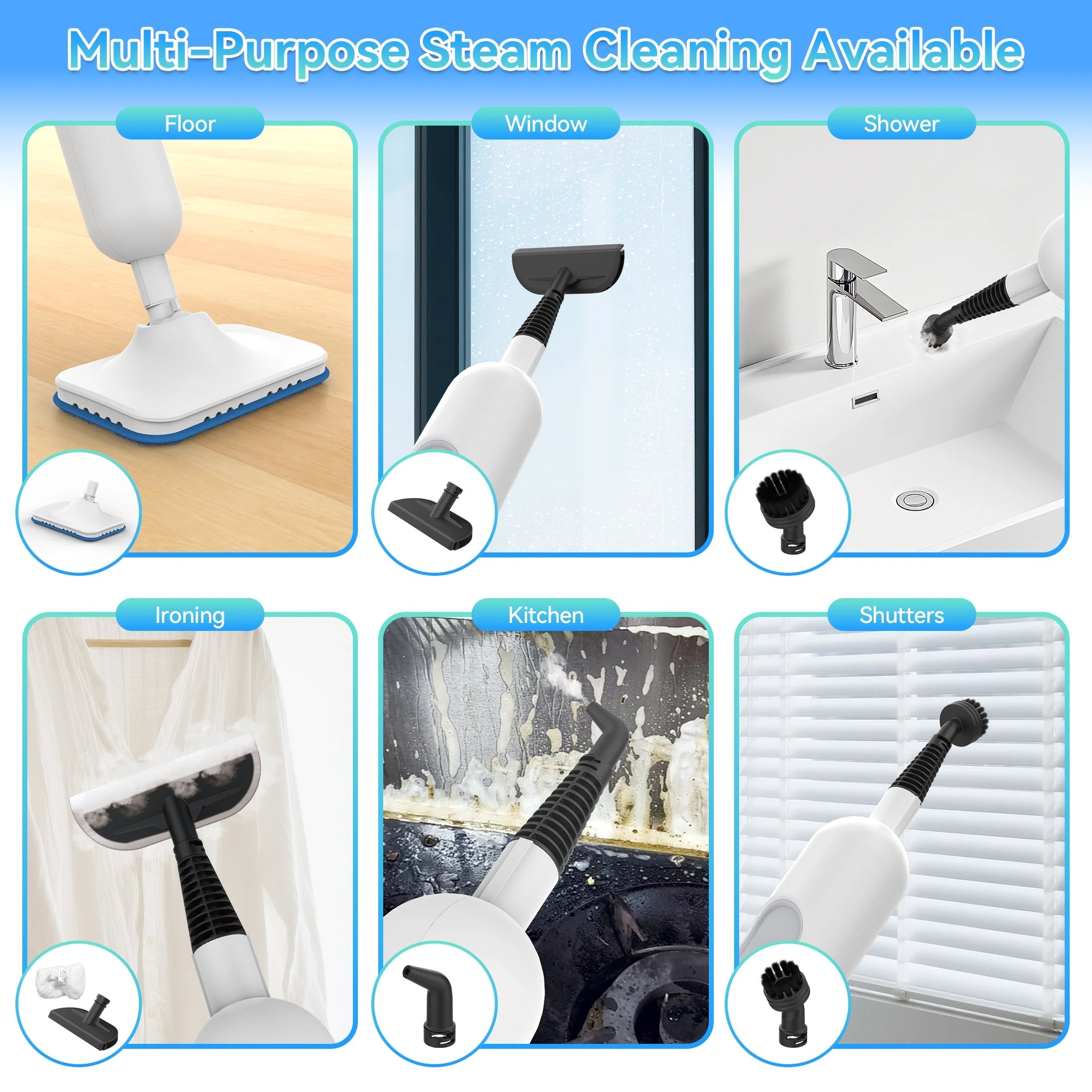 Hystemox 10-in-1 Handheld Steam Mop – 120°C Deep Sanitization, Detachable Cleaner & Multi-Surface Kit