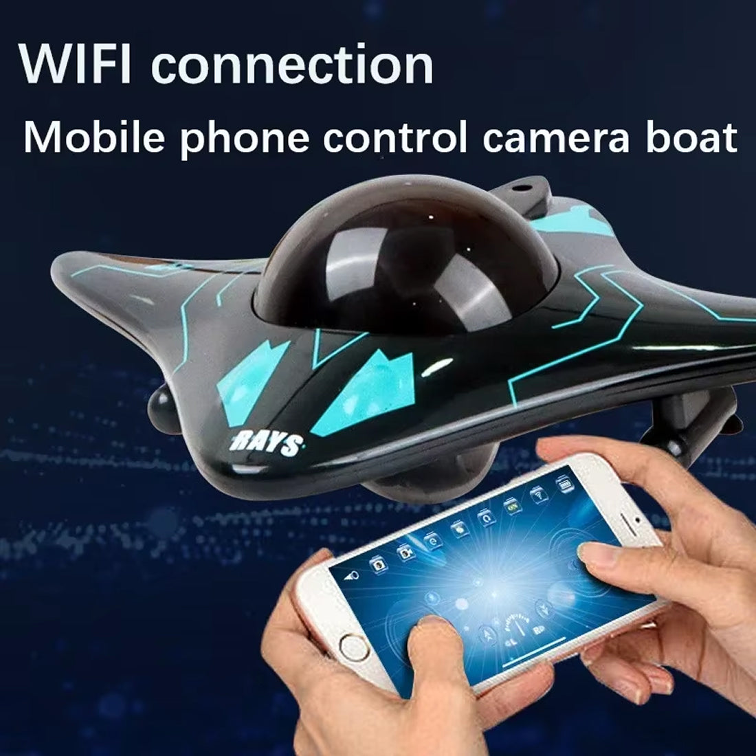 JetixBoat High-Speed RC Boat with Real-Time HD Underwater Camera, 40km/h Top Speed and Gravity-Sensing Smartphone Control