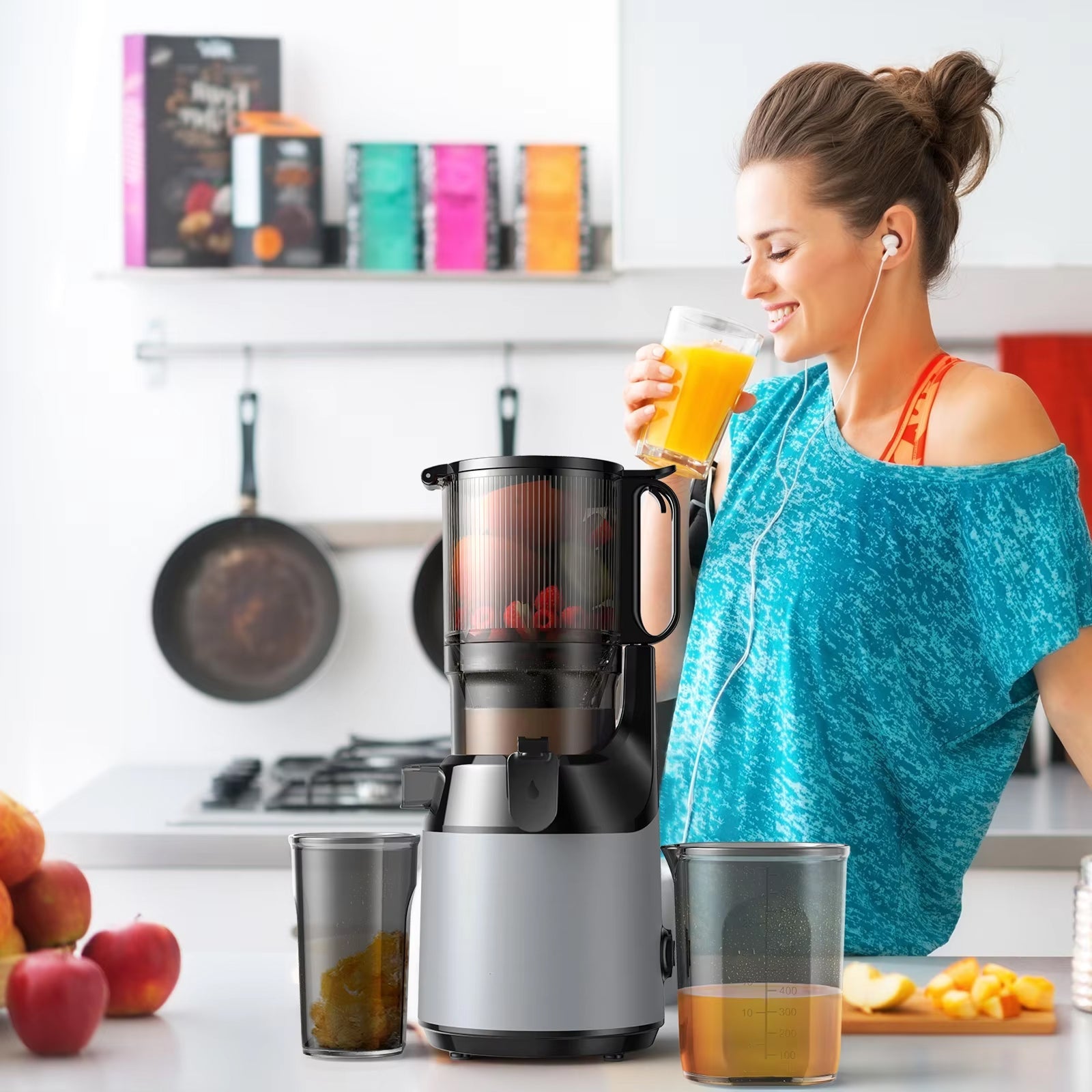 JoyDrinko Cold Press Masticating Juicer – 130mm Extra Wide Chute, 90% High Yield & 1.8L Capacity