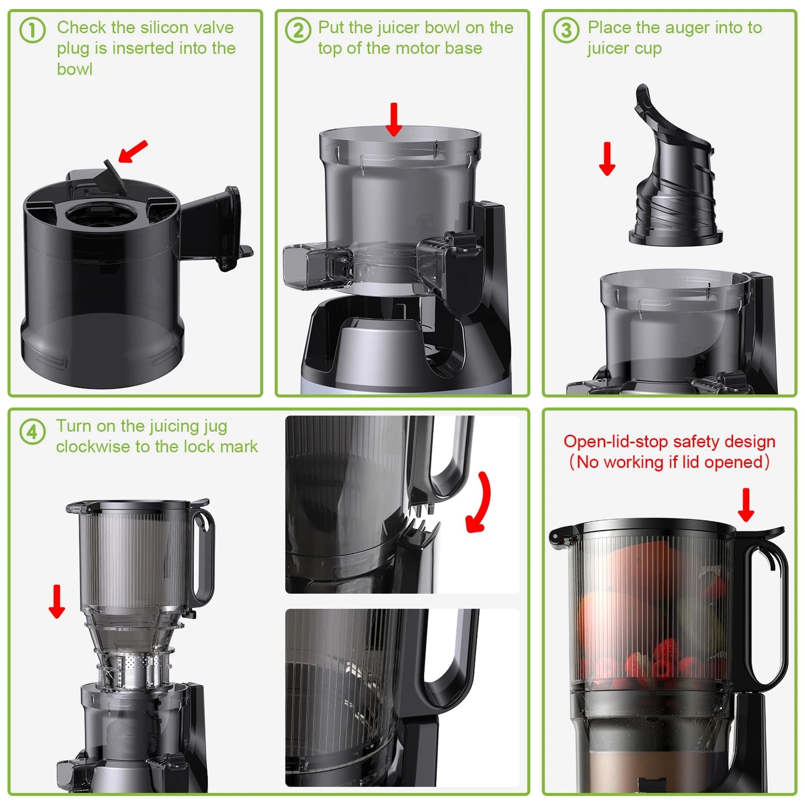JoyDrinko Cold Press Masticating Juicer – 130mm Extra Wide Chute, 90% High Yield & 1.8L Capacity