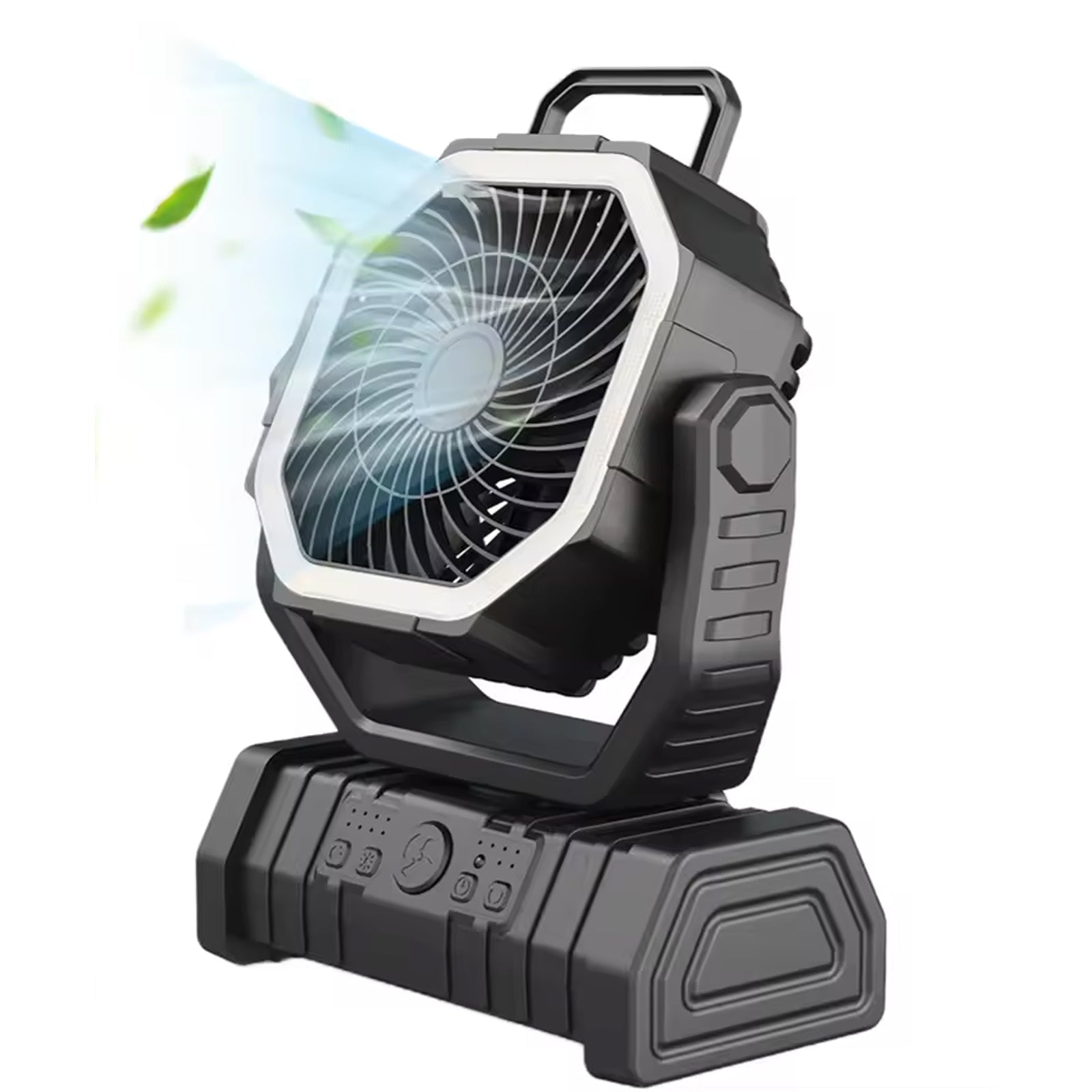 YimiKavi Rechargeable Camping Fan – Multi-Speed Powerful Airflow, Integrated LED Lantern & Heavy-Duty Hanging Hook