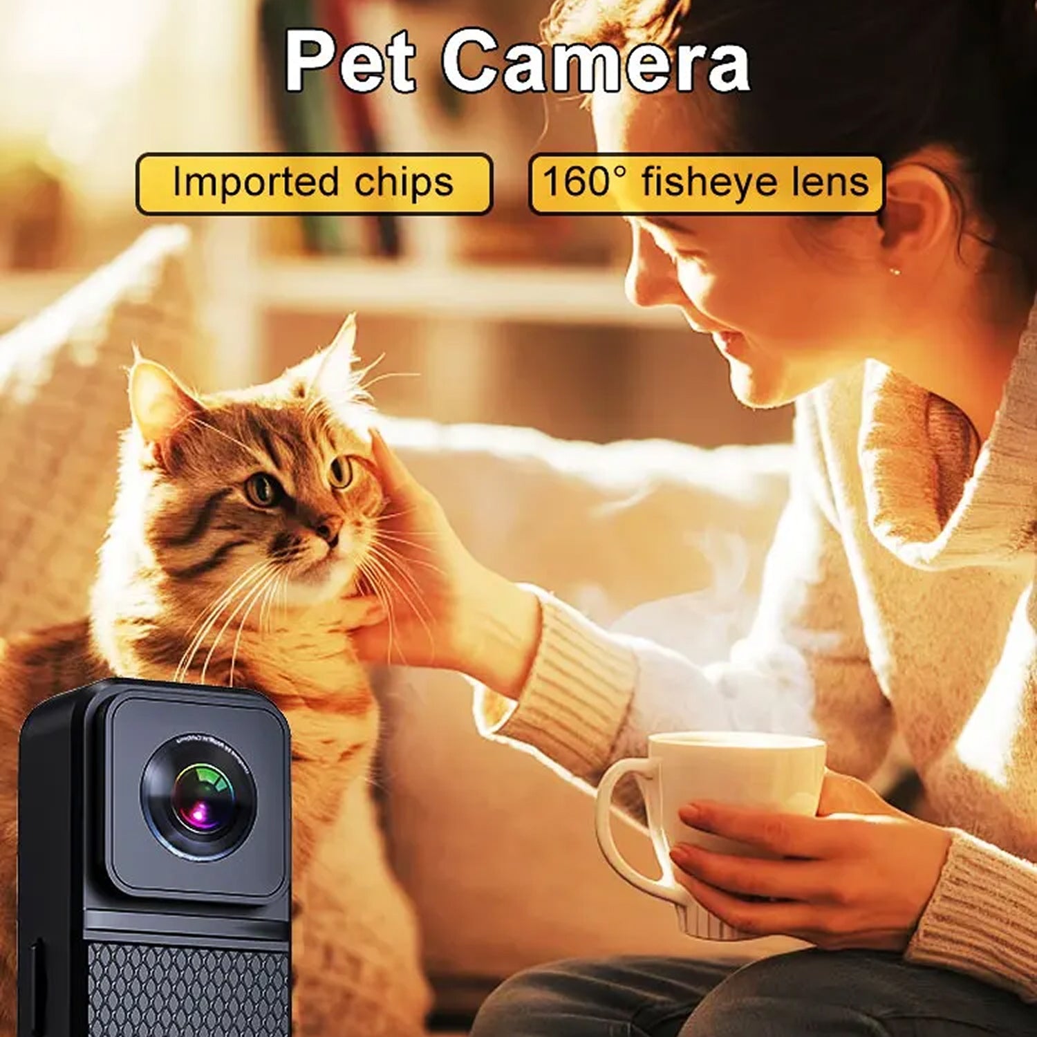 KITTITREK 1080P HD Pet Camera with 160° Wide-Angle Fisheye Lens, 120-Minute Battery and 256GB Micro SD Support