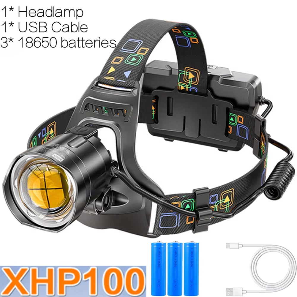 LamiTraxi Trail Running Headlamp – 2500m Long Range P100 LED, Zoomable Focus & Power Bank
