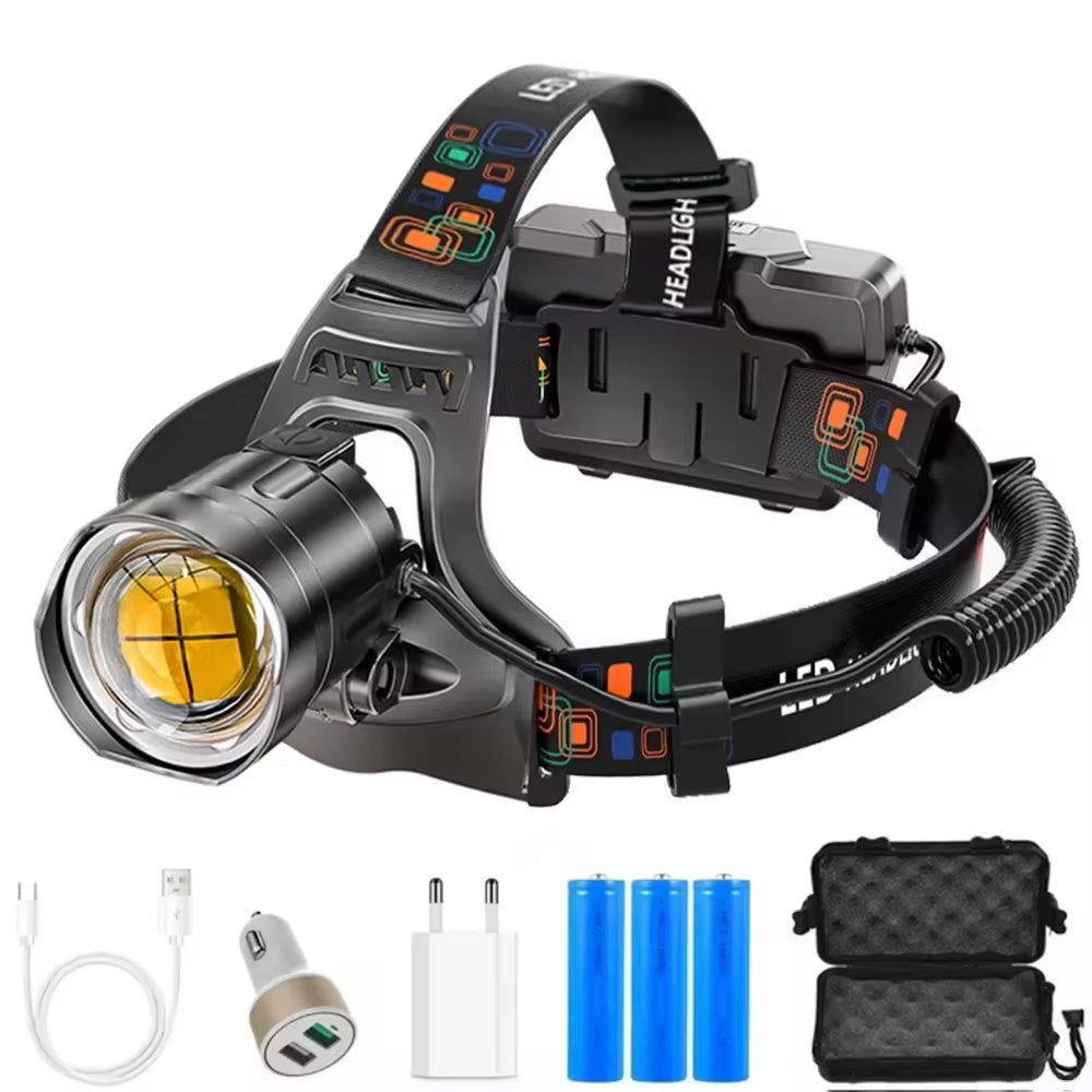 LamiTraxi Trail Running Headlamp – 2500m Long Range P100 LED, Zoomable Focus & Power Bank