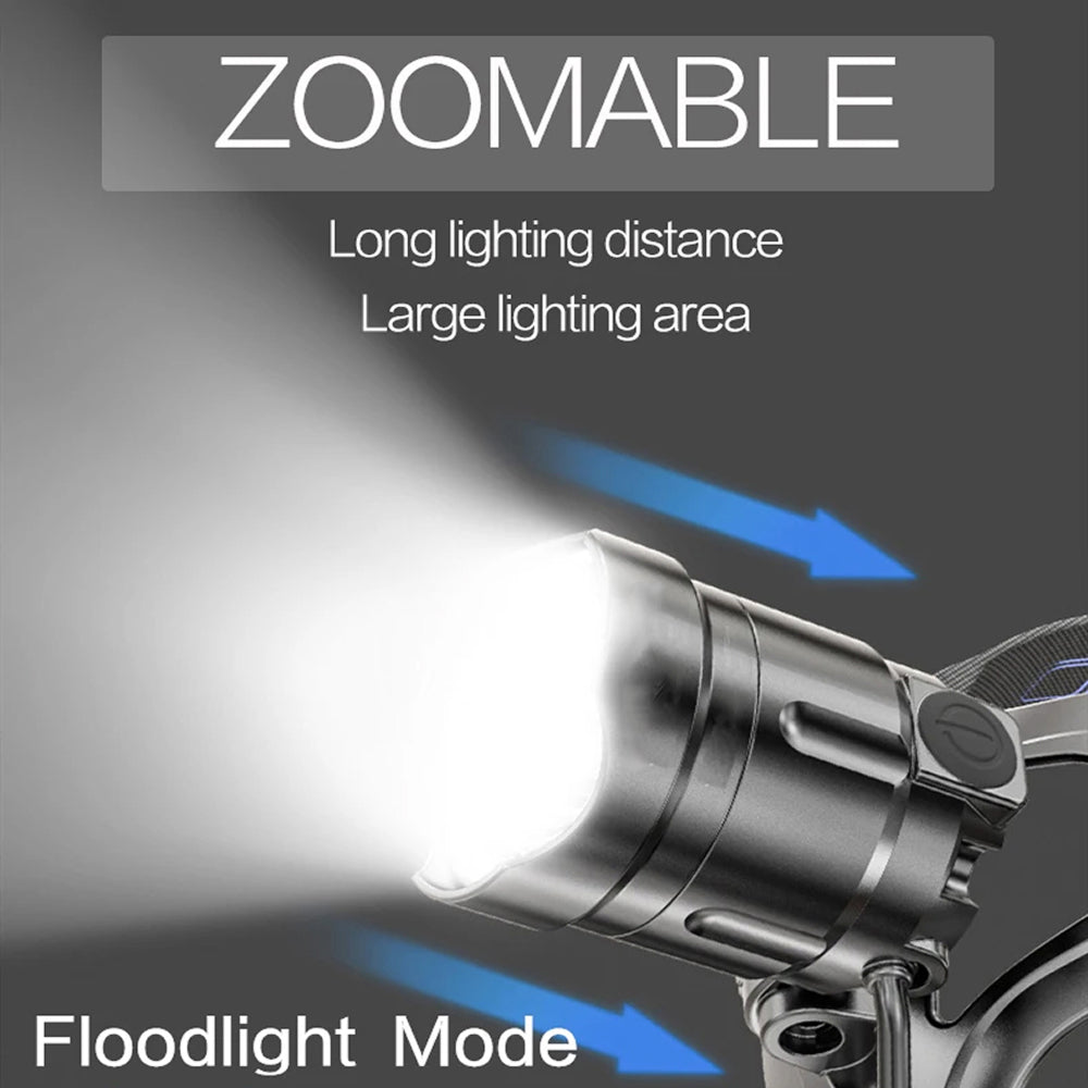LamiTraxi Trail Running Headlamp – 2500m Long Range P100 LED, Zoomable Focus & Power Bank