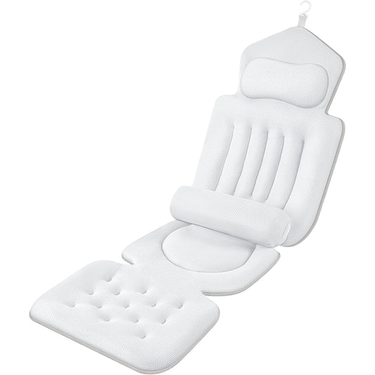LimiJaxi Full Body Bath Pillow Mat – 192 Non-Slip Suction Cups, 5D Air Mesh & Ergonomic Lumbar Support