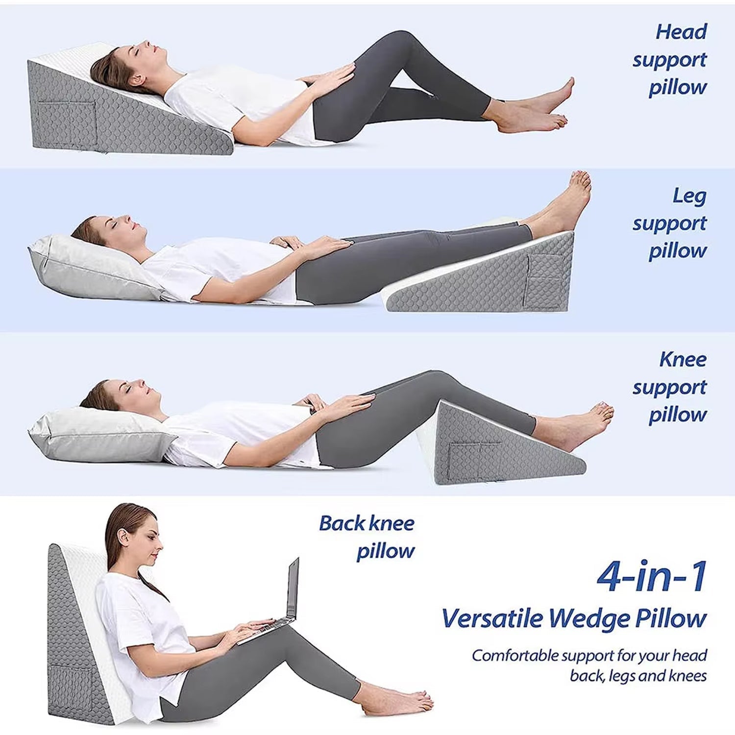 LintFoss Bed Wedge Pillow for Acid Reflux, GERD & Snoring Relief