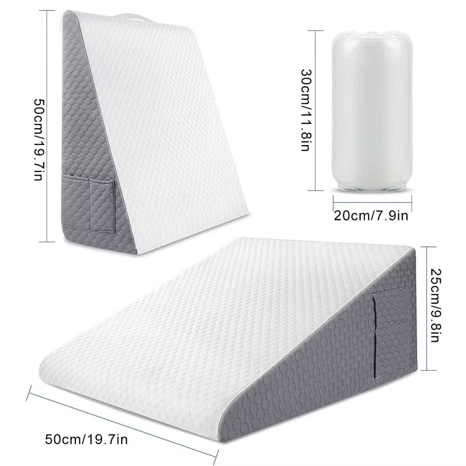 LeanHavi 4-in-1 Orthopedic Wedge Pillow – Dual-Layer Memory Foam, Quilted Cover & Storage Pockets