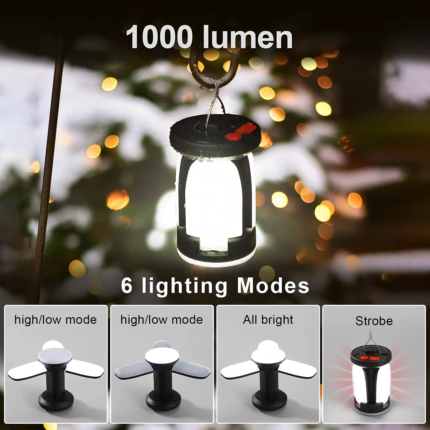 LomiFors LED Emergency Lantern – 1000m Beam Range, Dual Light Modes & USB-C Rechargeable Power Bank