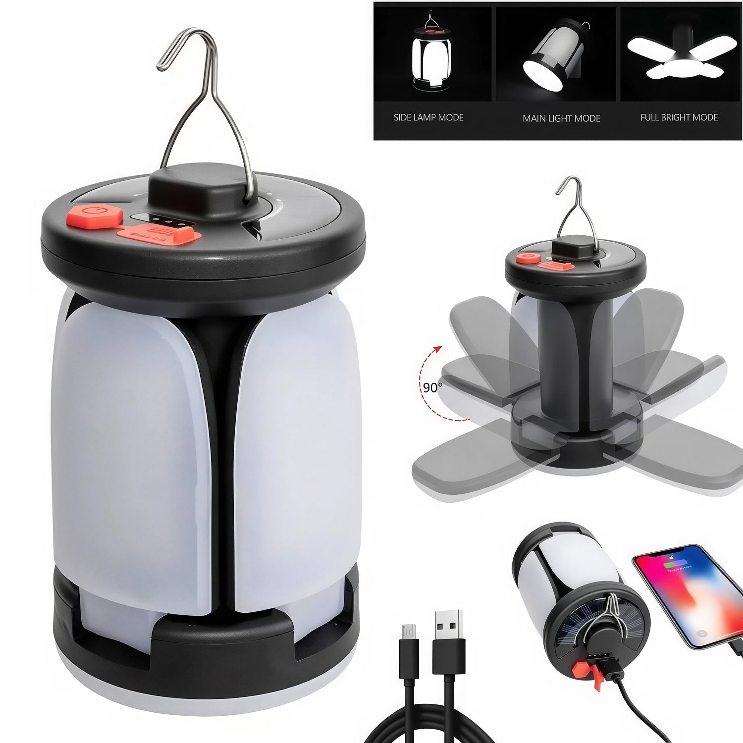 LomiFors LED Emergency Lantern – 1000m Beam Range, Dual Light Modes & USB-C Rechargeable Power Bank