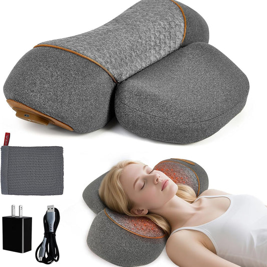 LupiSopix Neck Massager Pillow – Dynamic Airbag Traction, Deep Heat & Vibration for Cervical Support