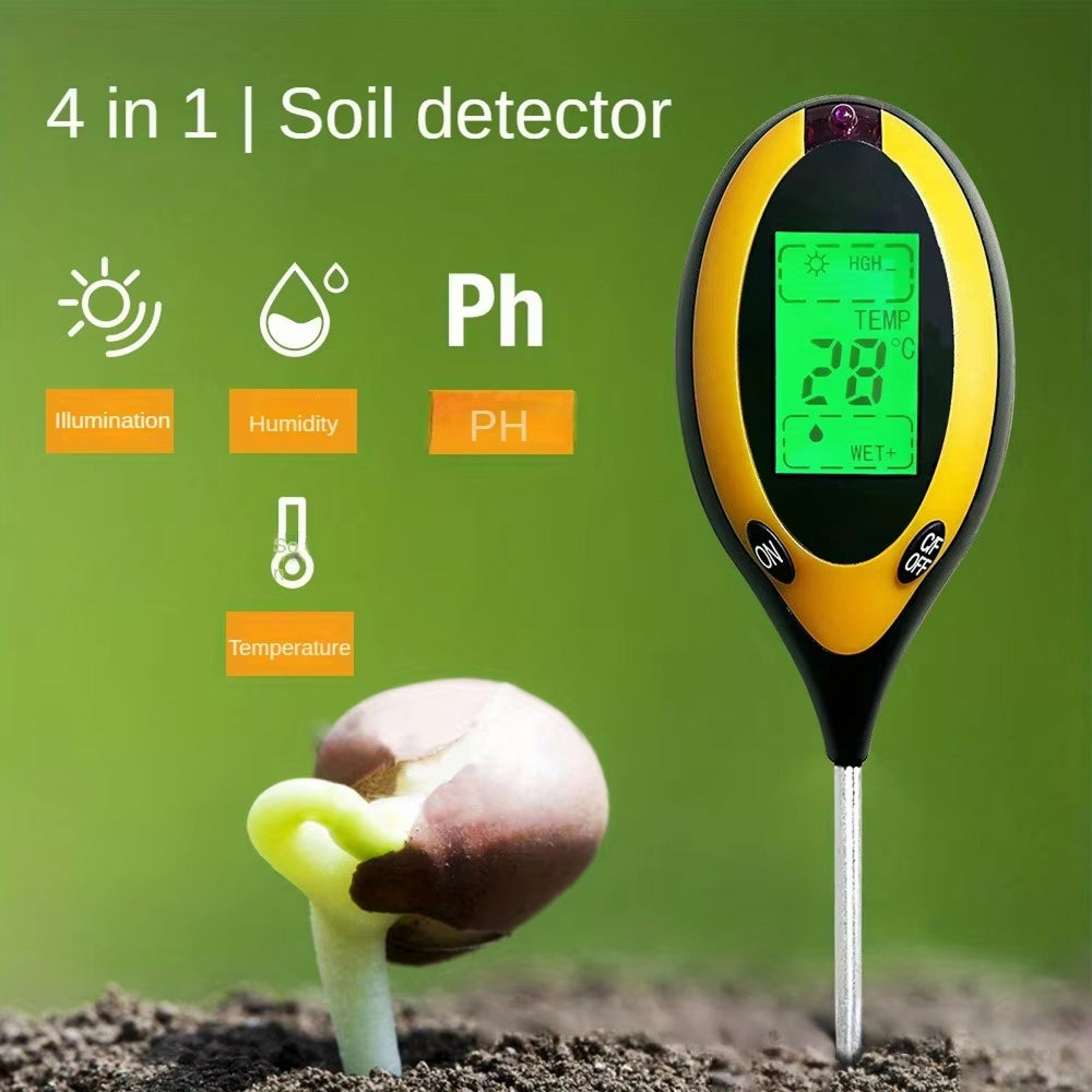 MaziSoil 4-in-1 Soil Moisture Meter - pH, Light, and Temperature Tester with Backlit LCD, 3-Second Fast Reading