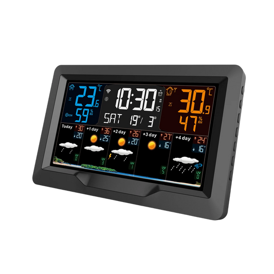 MenaNoxi WiFi Weather Station with 5-Day Forecast Large Color LCD Display UV Index and 3 Outdoor Sensors Support
