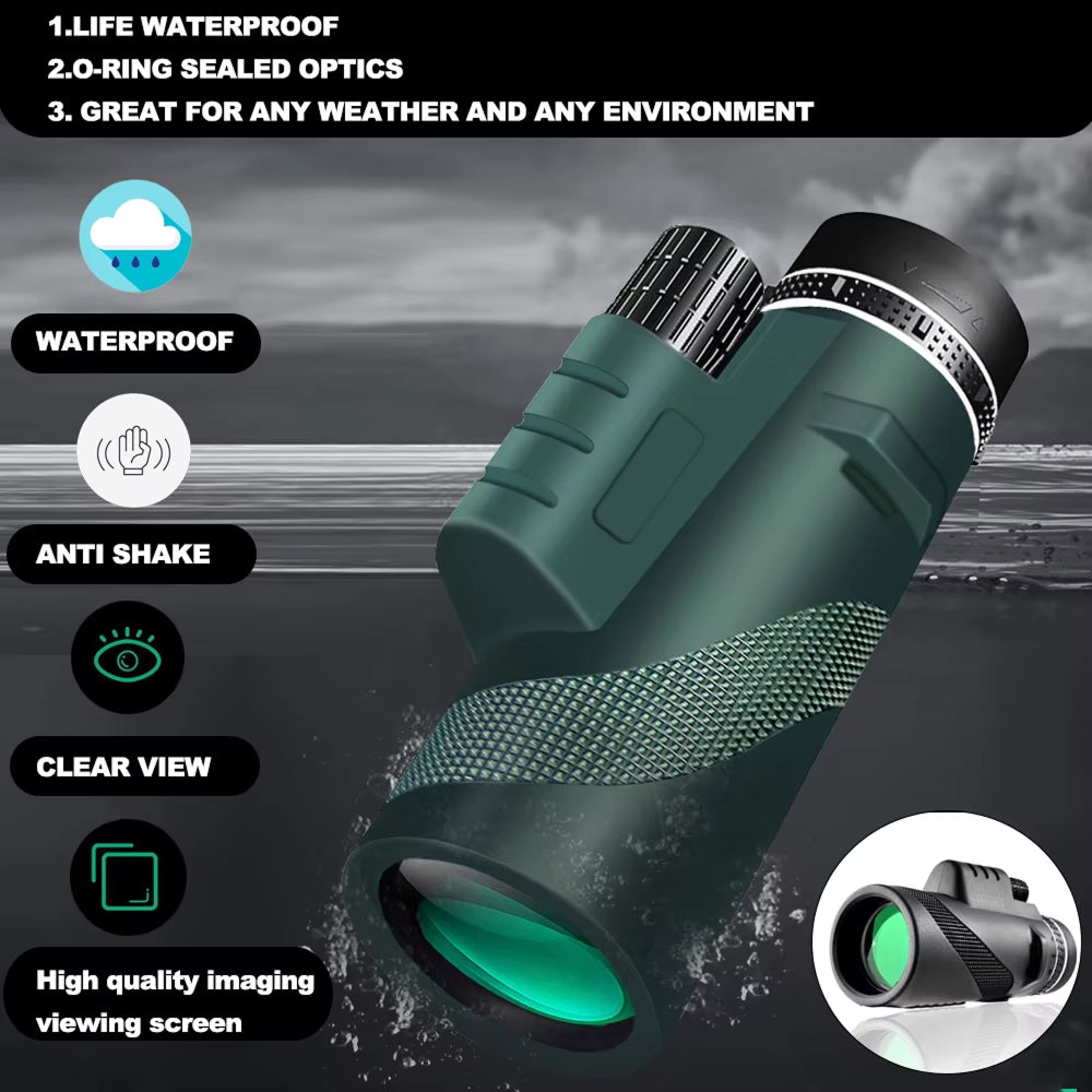 MenixFos 80x100 High Power Monocular – BAK4 Prism, Nitrogen-Purged Waterproofing & Phone Adapter
