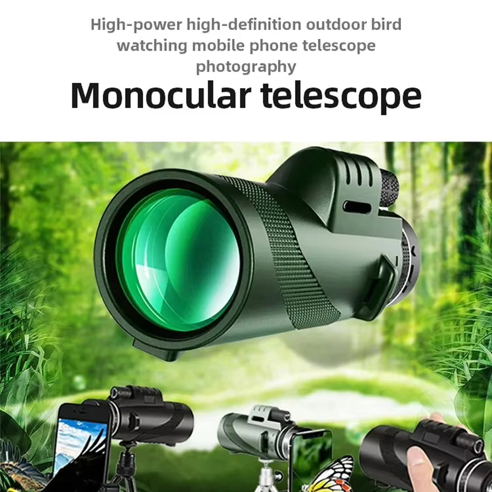 MenixFos 80x100 High Power Monocular – BAK4 Prism, Nitrogen-Purged Waterproofing & Phone Adapter