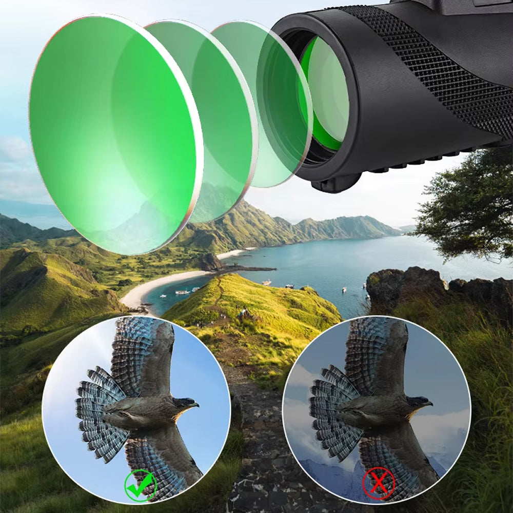 MenixFos 80x100 High Power Monocular – BAK4 Prism, Nitrogen-Purged Waterproofing & Phone Adapter