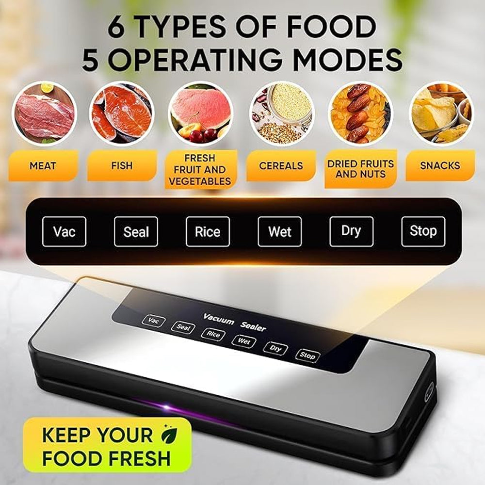 NanadMixi Professional Vacuum Sealer – 65KPa Suction, UV Sterilization & 5-Mode Precision Preservation