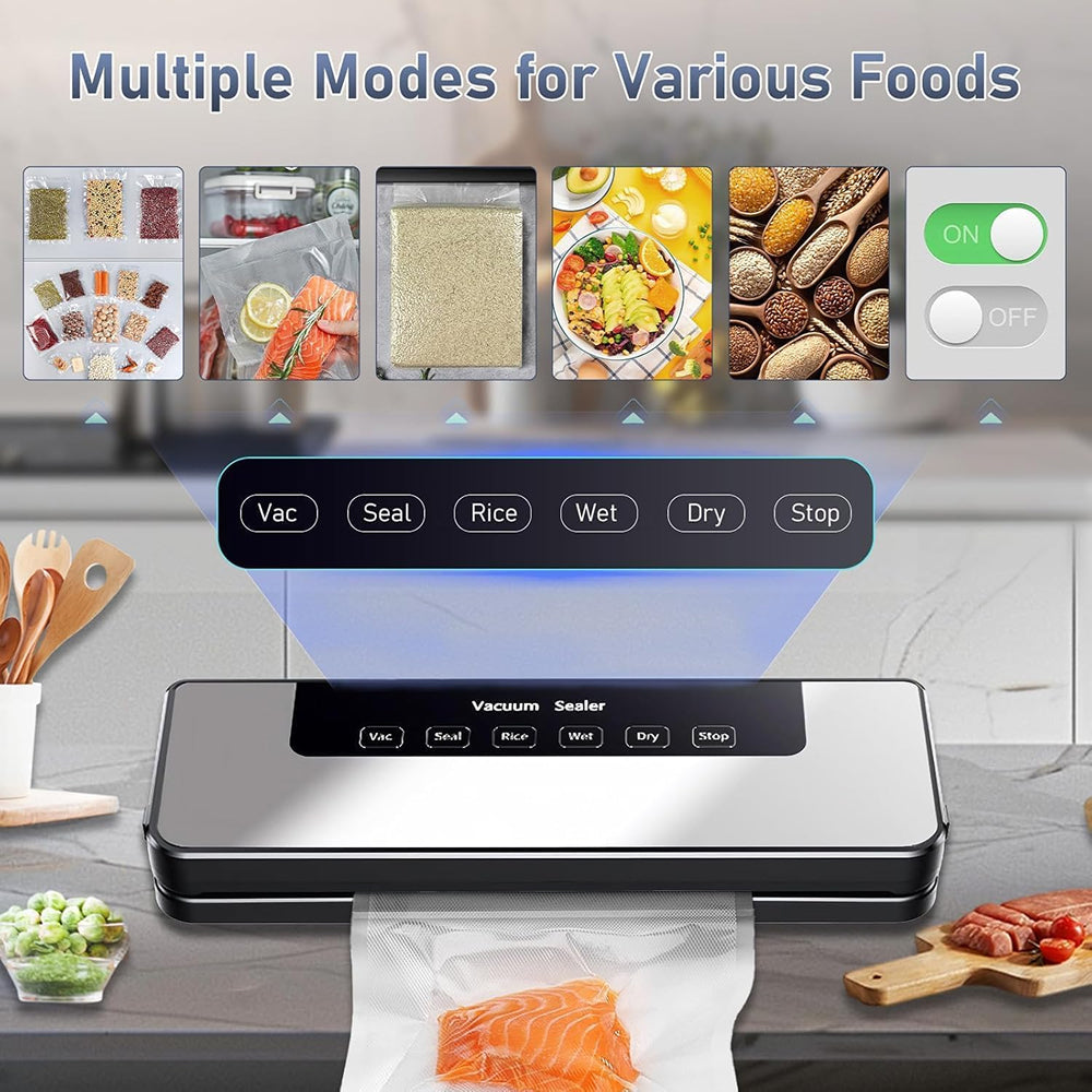 NanadMixi Professional Vacuum Sealer – 65KPa Suction, UV Sterilization & 5-Mode Precision Preservation