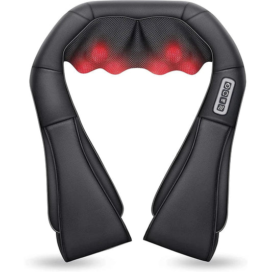 NekiMaxiv Neck and Shoulder Massager – 8 Bi-Directional Nodes, 115°F Heat & Deep Tissue Relief Straps