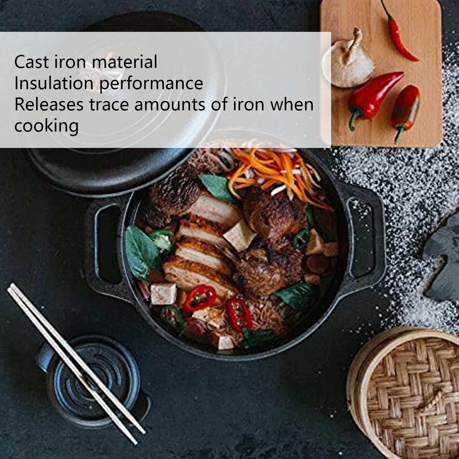OviLuxin Cast Iron Mini Dutch Oven – 10.8oz Individual Cocotte, Tight-Fitting Lid & Induction Base
