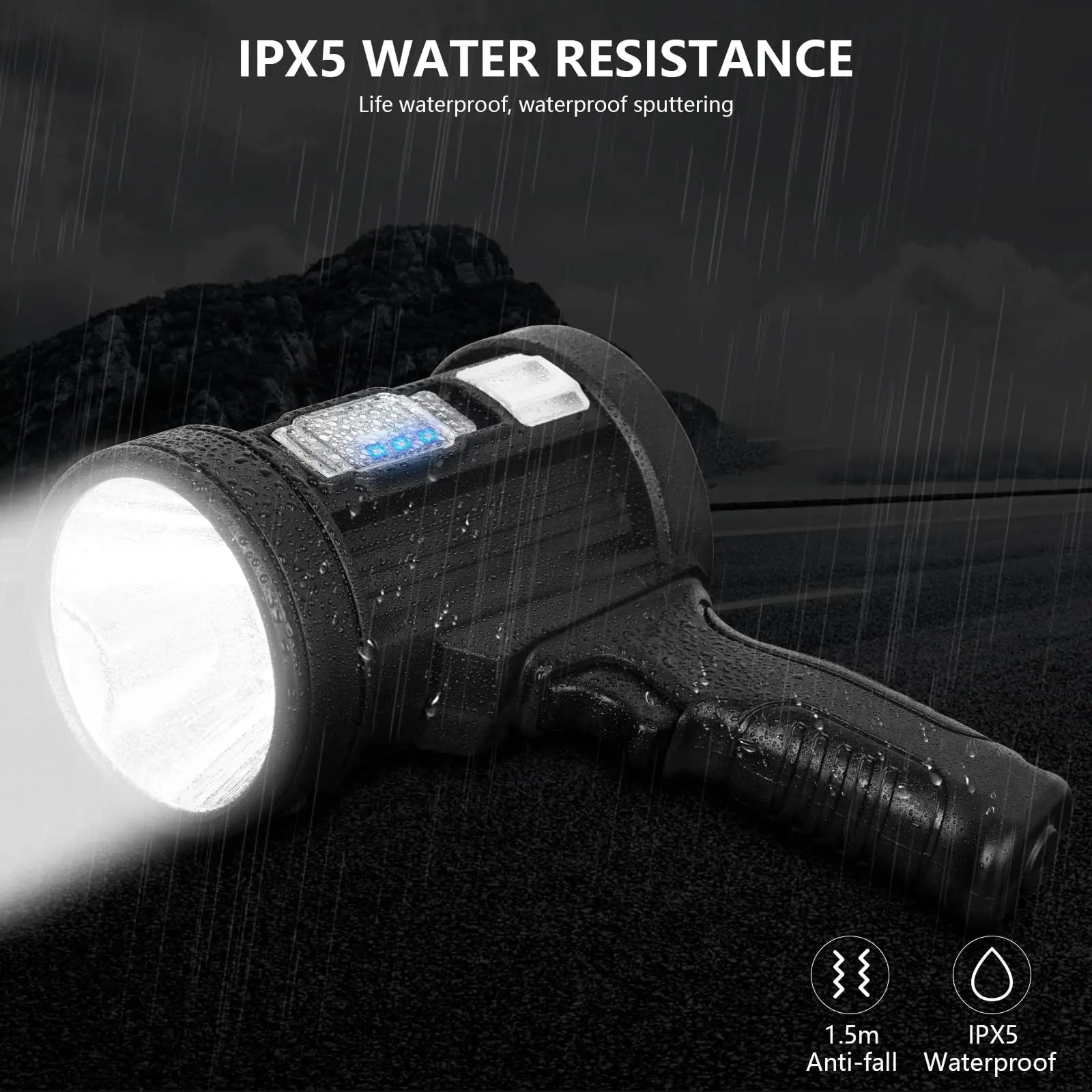 PexuLitex 1,000,000 Lumen LED Spotlight – 2000m Solar Rechargeable Beam & 9600mah Power Bank
