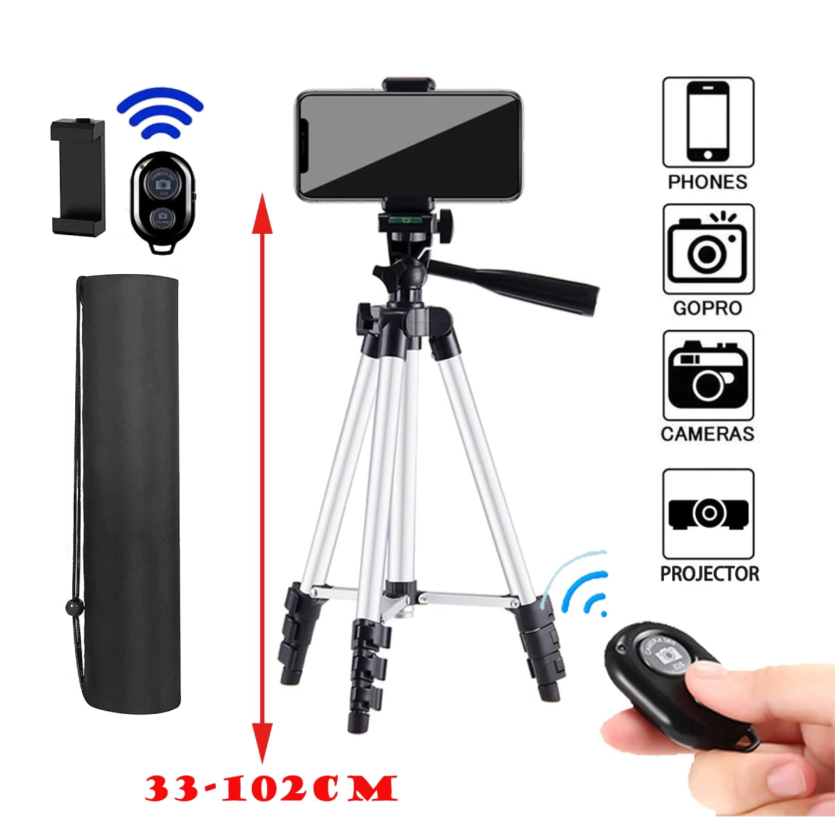 PivotVesa Aluminum Phone Tripod – 360° Versatile Mounting, Bluetooth Remote & Universal Compatibility