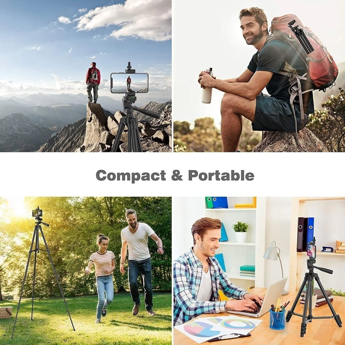 PivotVesa Aluminum Phone Tripod – 360° Versatile Mounting, Bluetooth Remote & Universal Compatibility