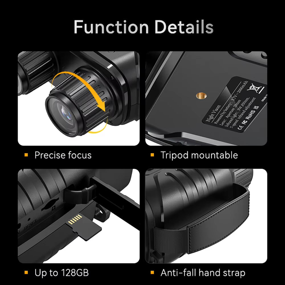 PossNiox Military Night Vision Binoculars – 800m Infrared Range, 10x Zoom & HD Video Recording