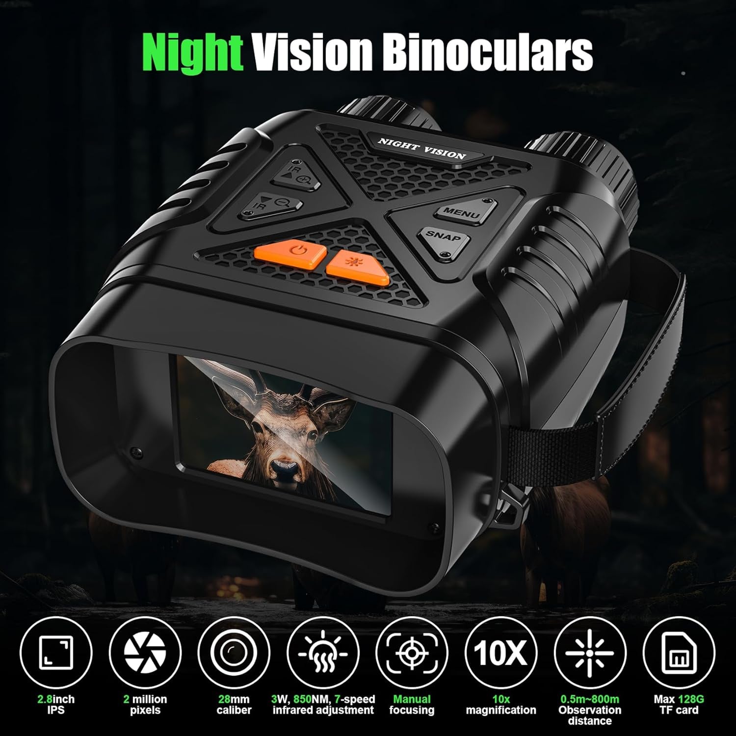 PossNiox Military Night Vision Binoculars – 800m Infrared Range, 10x Zoom & HD Video Recording
