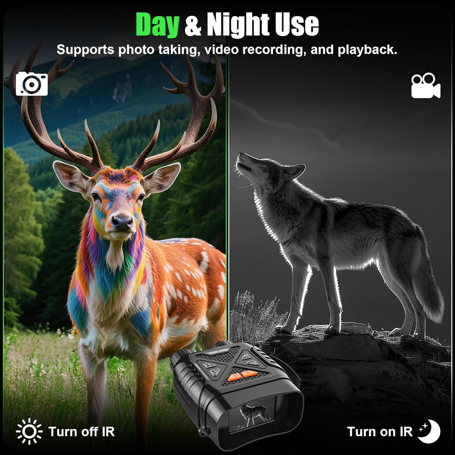 PossNiox Military Night Vision Binoculars – 800m Infrared Range, 10x Zoom & HD Video Recording
