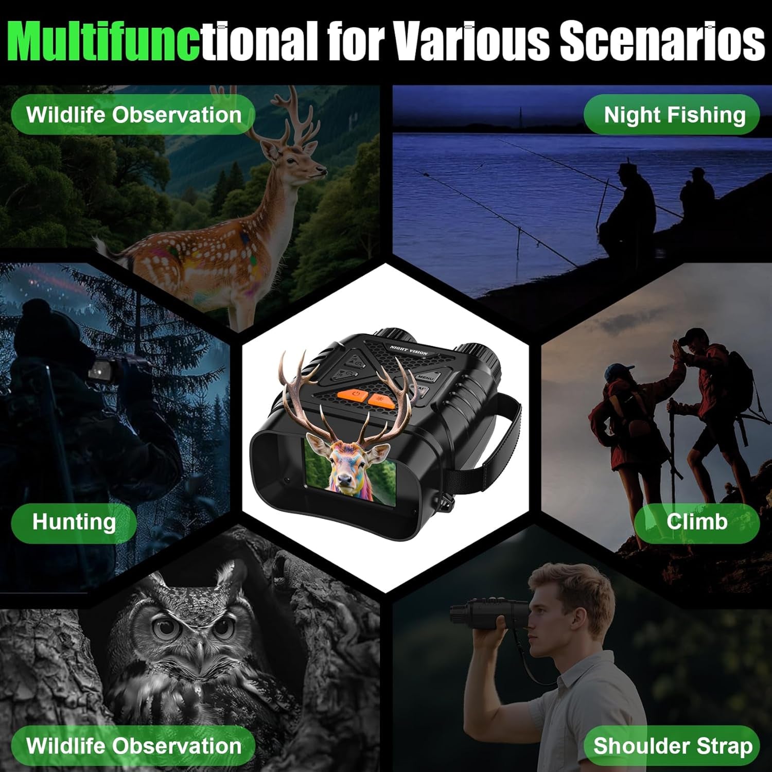 PossNiox Military Night Vision Binoculars – 800m Infrared Range, 10x Zoom & HD Video Recording