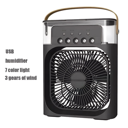 PuriXaco Portable Air Conditioner 600ml 3-in-1 Evaporative Cooler 3-Speed Mist Fan 7-Color LED
