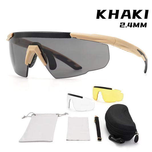 RangeVizi Tactical Shooting Glasses with 2.4mm Explosion-Proof Interchangeable Lenses and UV400 TR90 Frame