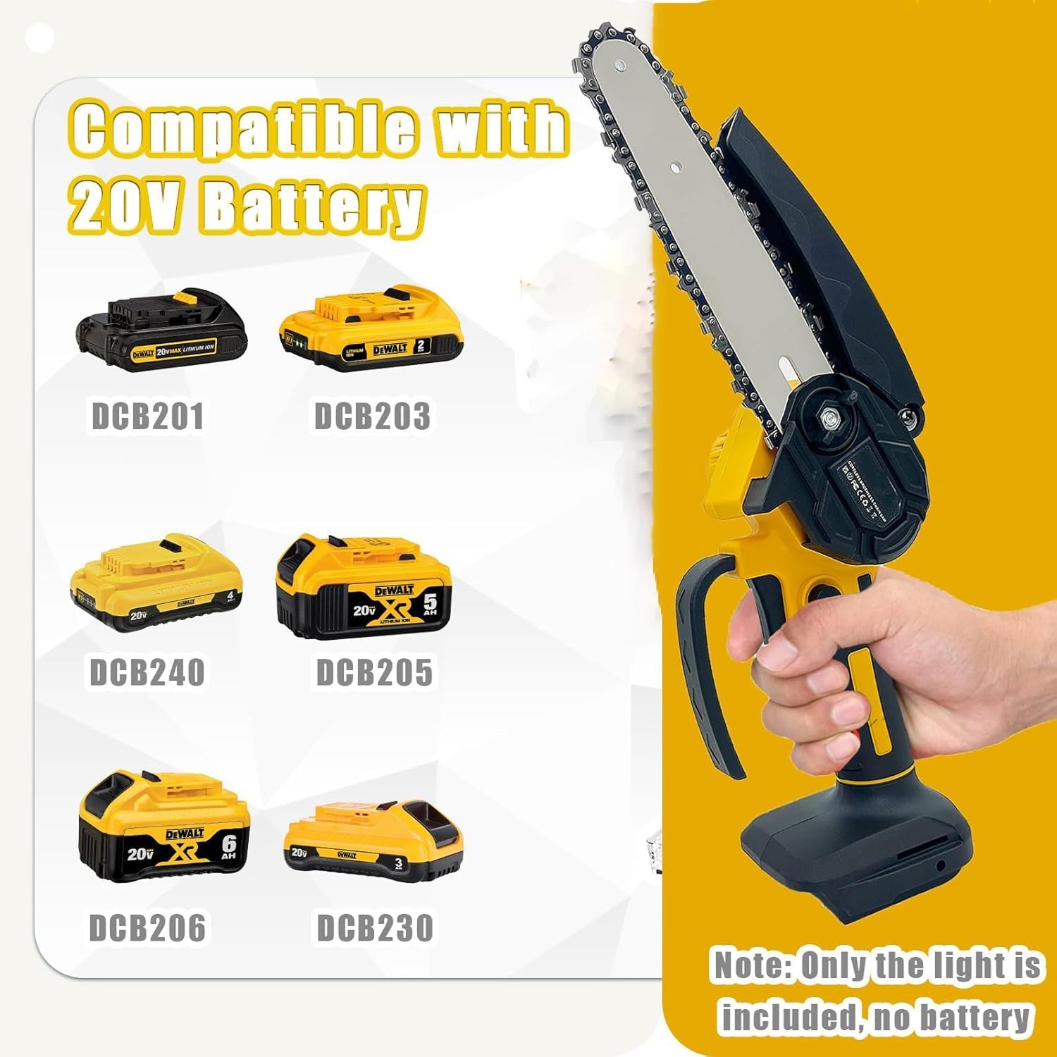 RosCimix 6-Inch Cordless Mini Chainsaw – Compatible with Makita/DeWalt/Milwaukee, High-Efficiency Motor