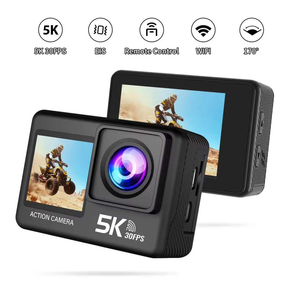 SeenFros 5K Ultra HD Action Camera – Sony 386 Sensor, Dual Screen Vlogging Design & 50MP Photo Clarity