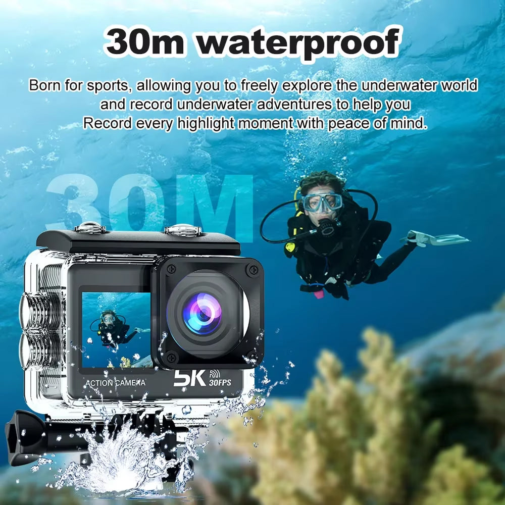 SeenFros 5K Ultra HD Action Camera – Sony 386 Sensor, Dual Screen Vlogging Design & 50MP Photo Clarity