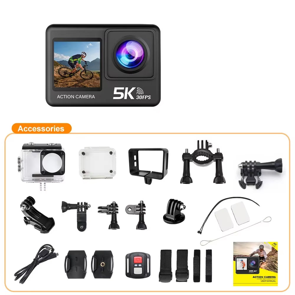 SeenFros 5K Ultra HD Action Camera – Sony 386 Sensor, Dual Screen Vlogging Design & 50MP Photo Clarity