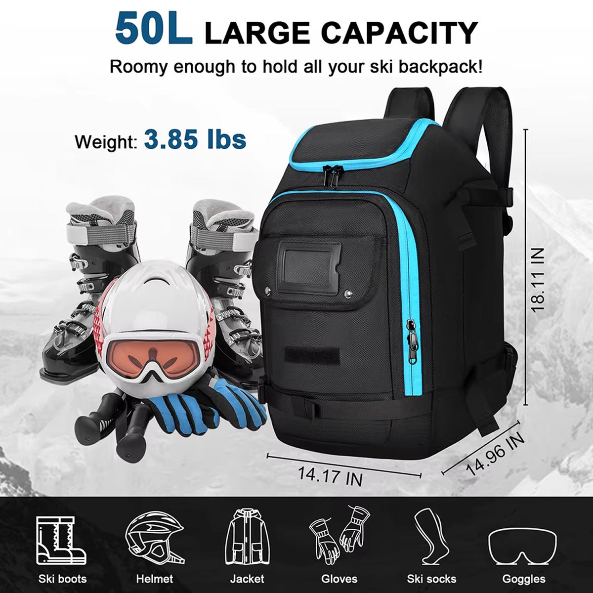 SkimiPack 50 Litre Three-Compartment Optimised Gear Layout