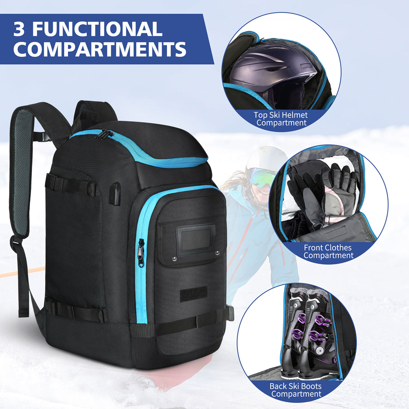 SkimiPack 50 Litre Three-Compartment Optimised Gear Layout