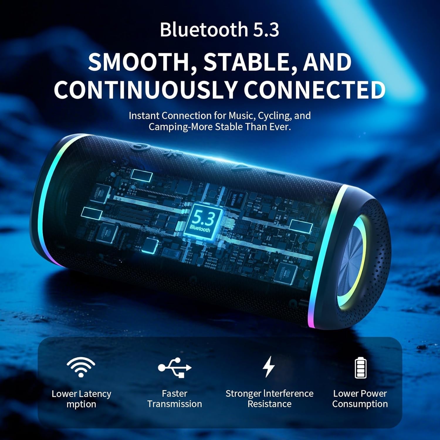 SonikPode Portable Speaker with RGB Lights & HD Audio