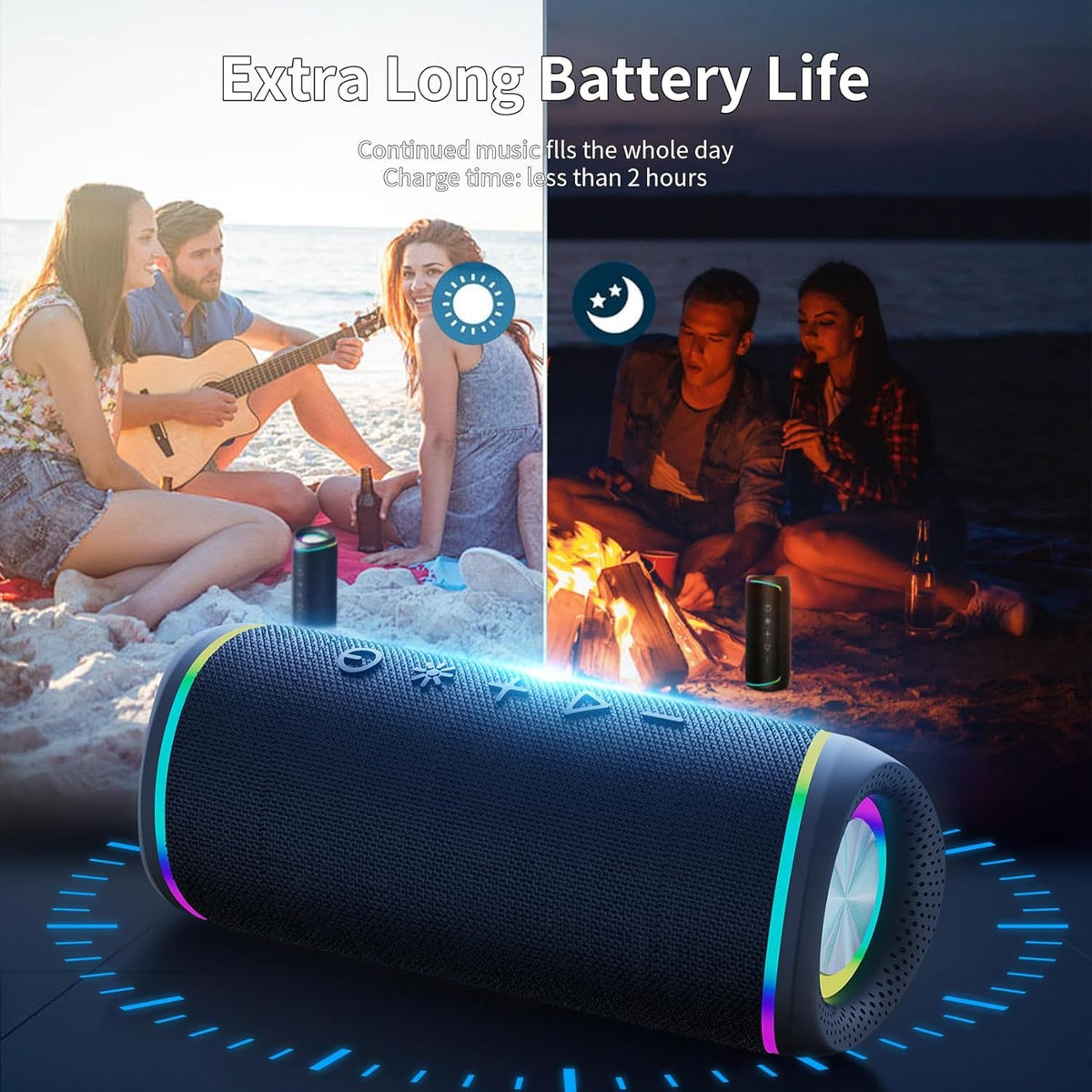 SonikPode Portable Speaker with RGB Lights & HD Audio