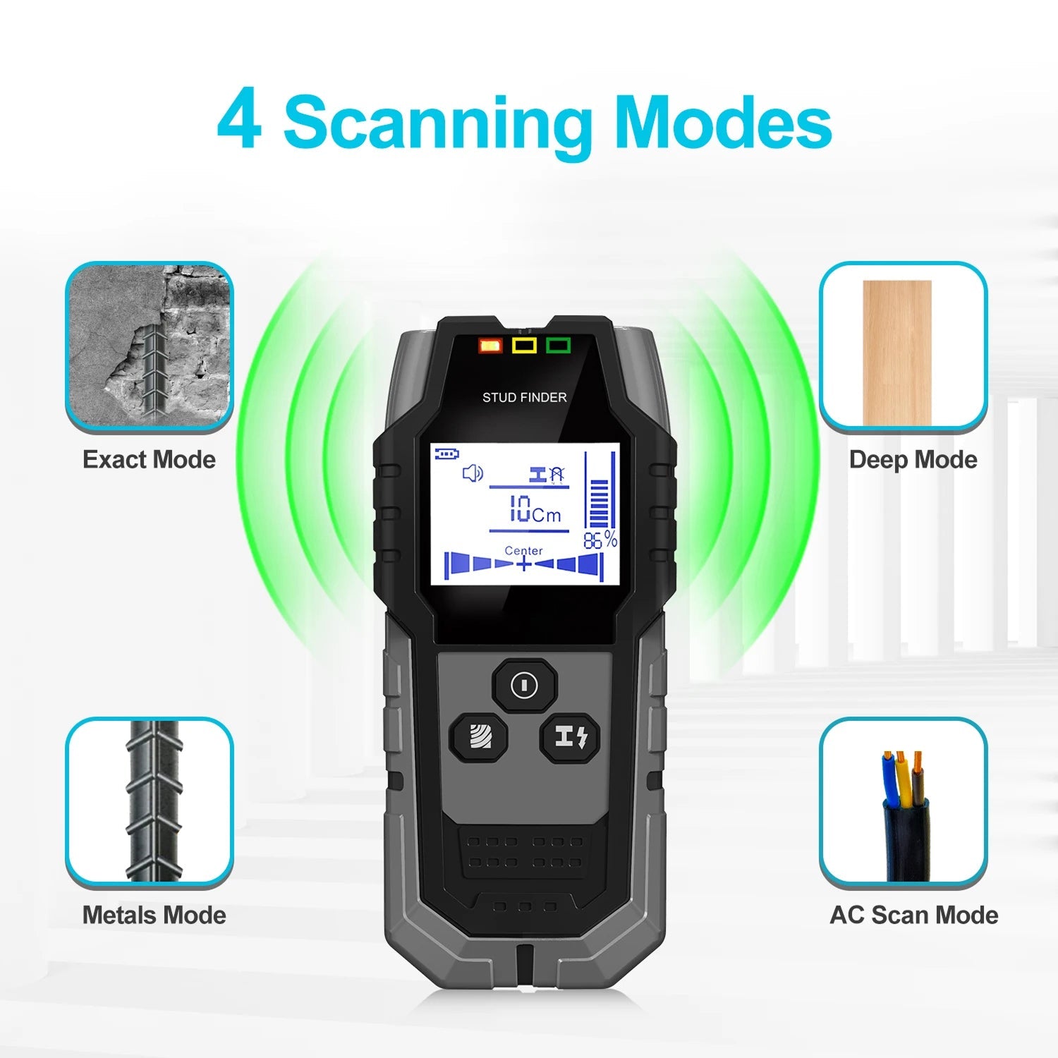 StixMika 5-in-1 Stud Finder – 120mm Deep Metal Detection, Live AC Wire Warning & Tri-Color LED Alert