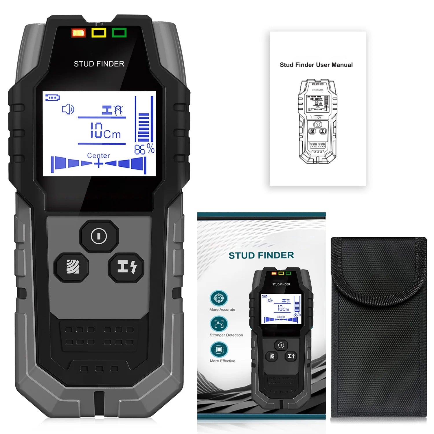 StixMika 5-in-1 Stud Finder – 120mm Deep Metal Detection, Live AC Wire Warning & Tri-Color LED Alert