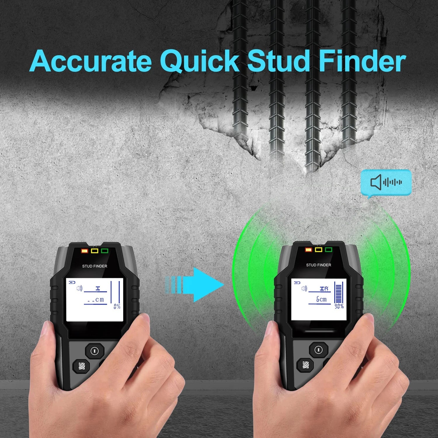 StixMika 5-in-1 Stud Finder – 120mm Deep Metal Detection, Live AC Wire Warning & Tri-Color LED Alert
