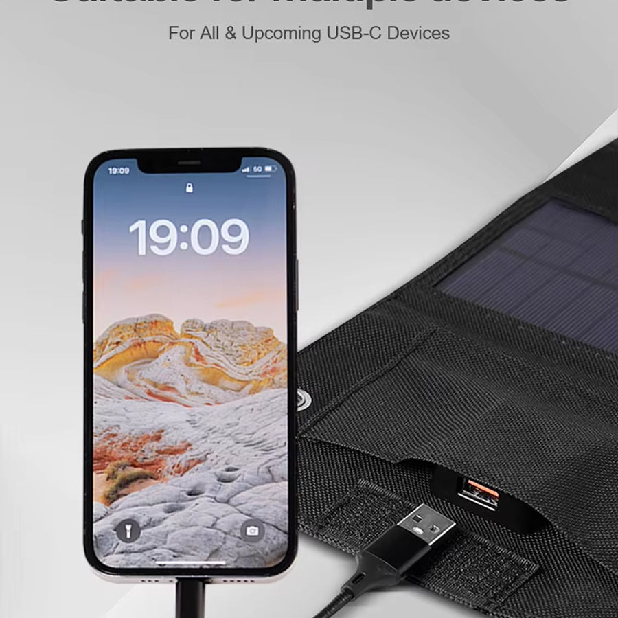 SundiFold Portable Solar Panel – High-Efficiency Monocrystalline Cells, Foldable Design & USB Charging