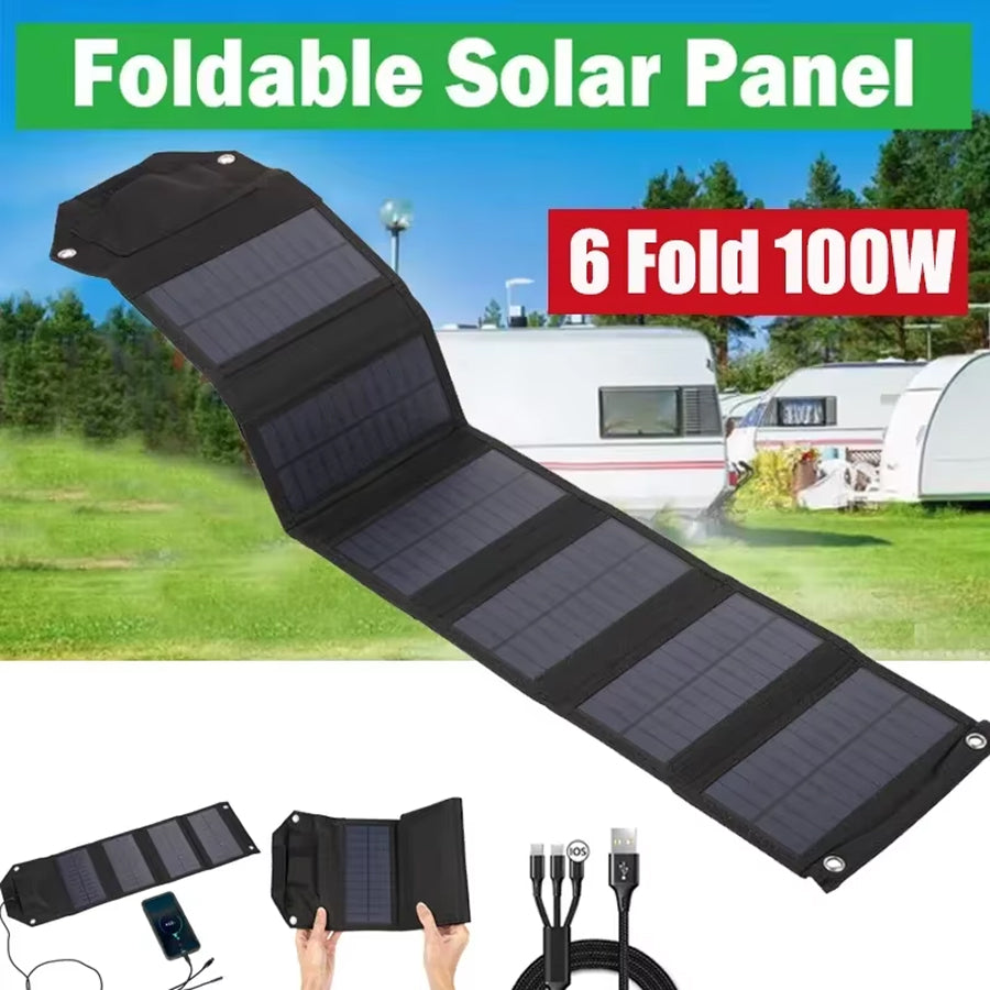 SundiFold Portable Solar Panel – High-Efficiency Monocrystalline Cells, Foldable Design & USB Charging