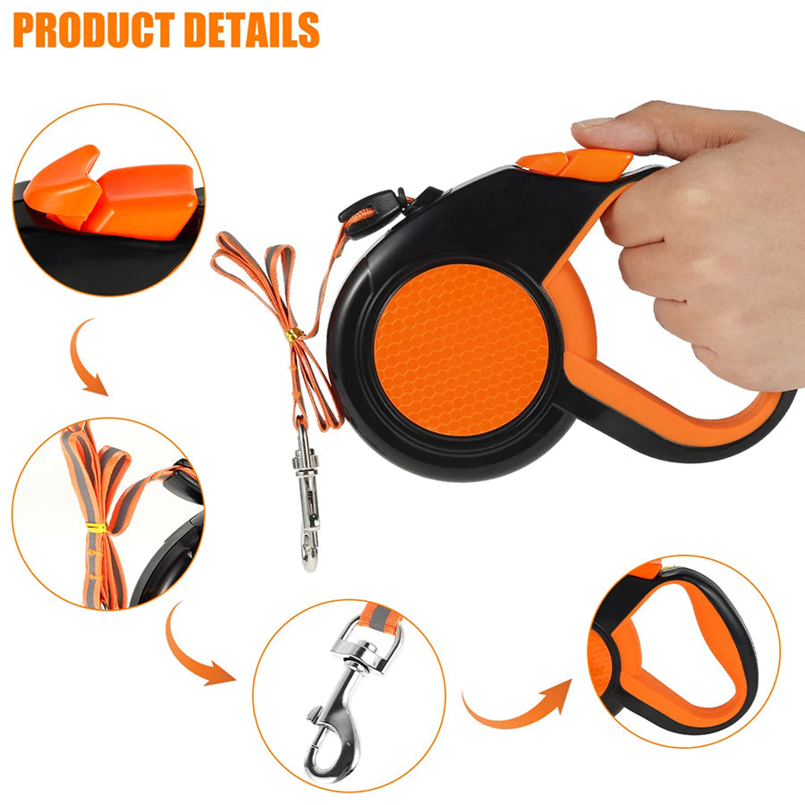 TanisPup 8-Meter Retractable Dog Leash – Reflective Tape, One-Button Lock & 30kg Heavy-Duty Capacity